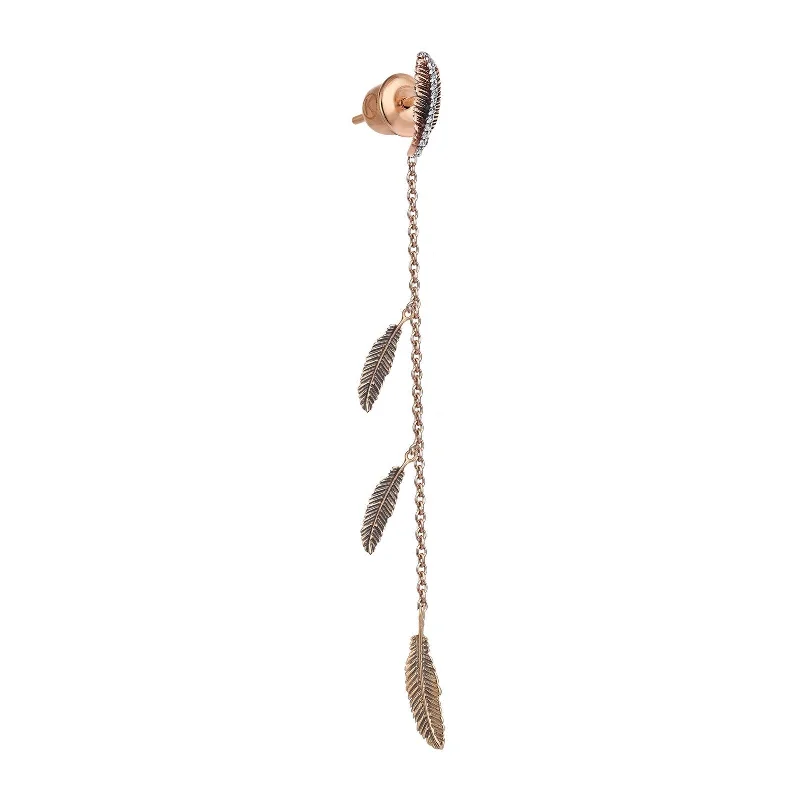 Earrings For Tiny Looks-Feather Chain Dangling Earring