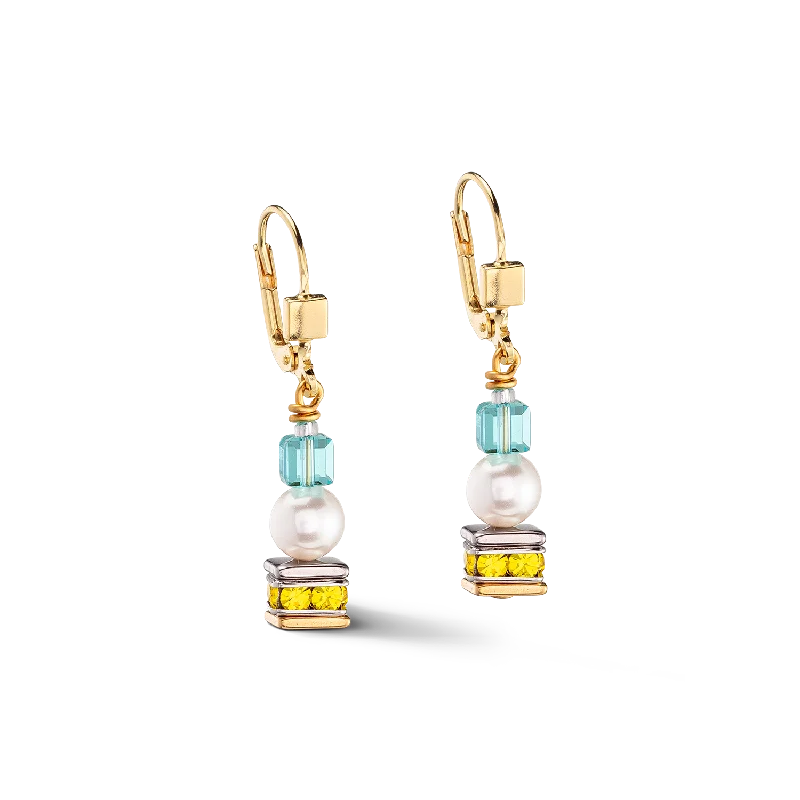 Earrings For Tall Styles-Joyful Cubes & Pearls earrings multicolour