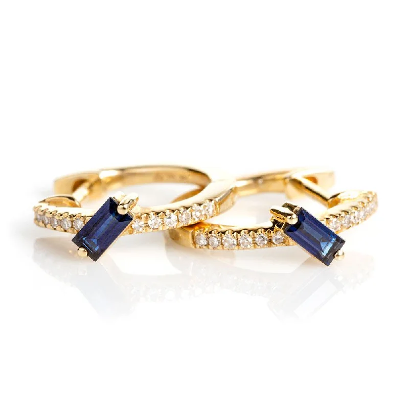 Best Earrings For Dressy Nights-Joie Sapphire Baguette Huggies