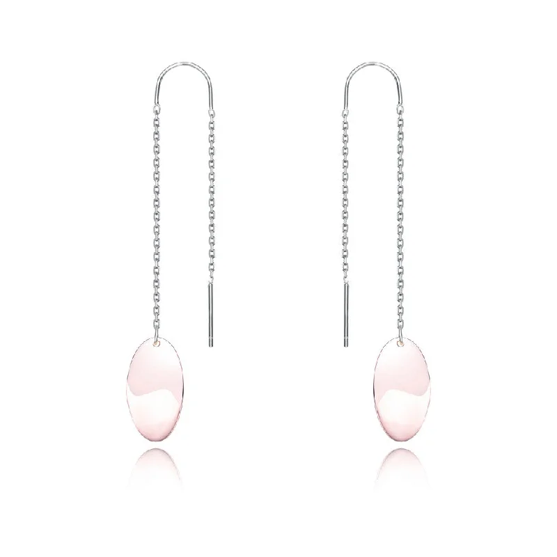 Earrings For Flat Style-Sterling silver Rose Gold Plated Cubic Zirconia Drop Earrings