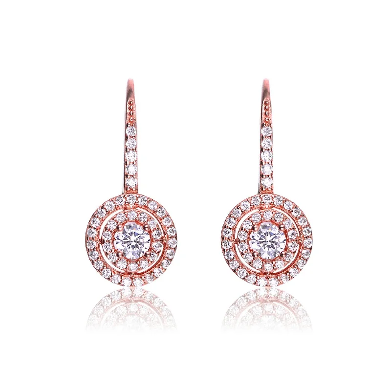 Earrings For Rainy Days-Marie Double Halo Rose Gold Earrings