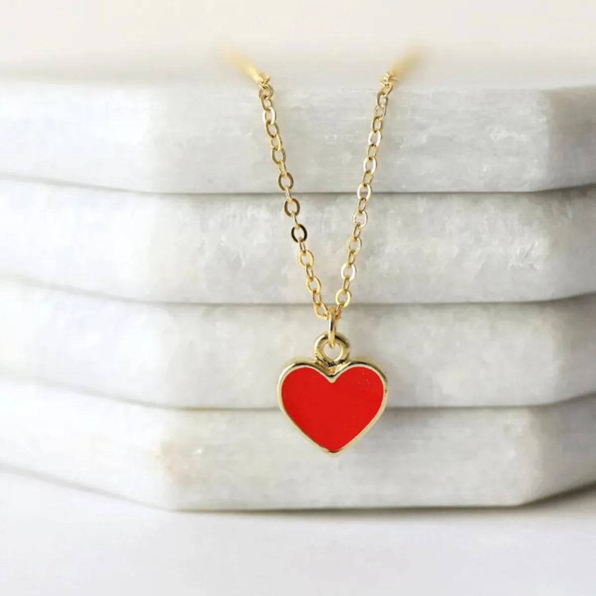 Best Necklaces For Everyday-Fashion Heart Shape Stainless Steel Enamel Pendant Necklace 1 Piece