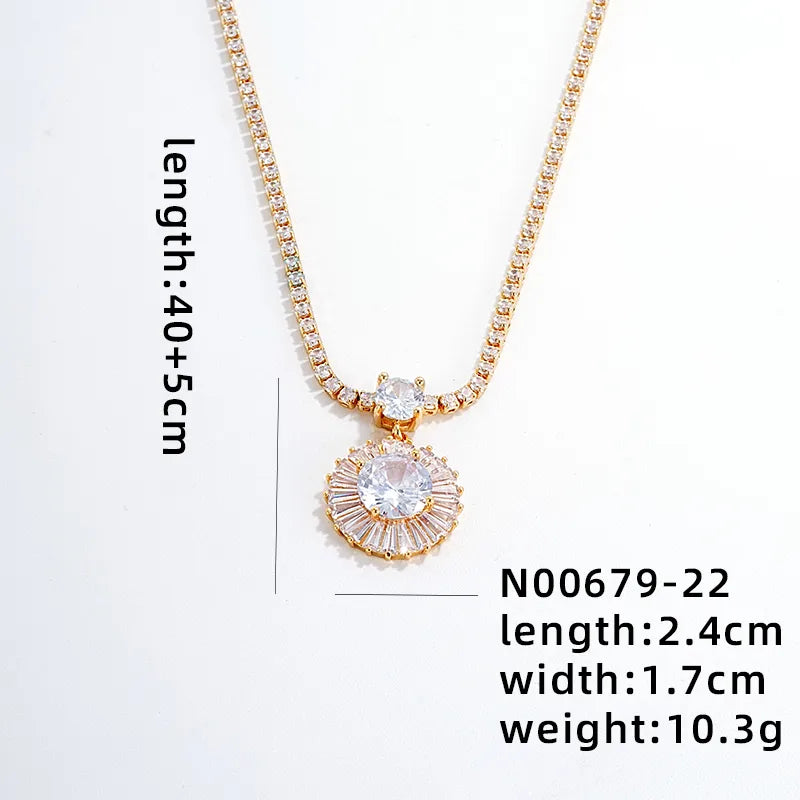 Gold White Drill Chain 45cm White round Pendant