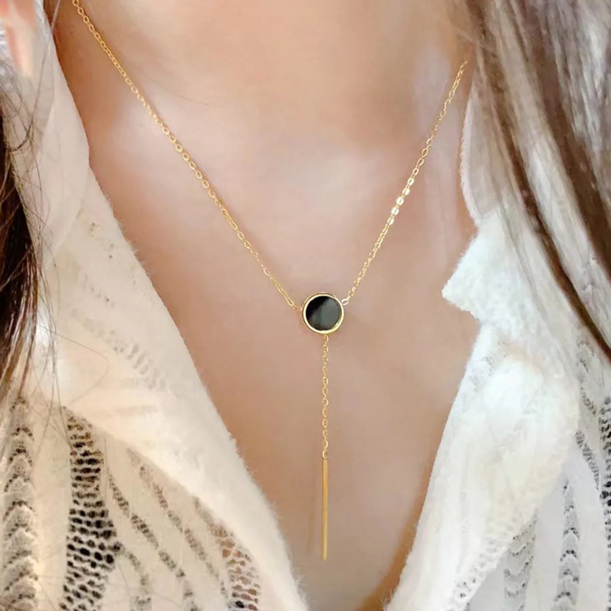 Necklaces For Low Glow-Simple Style Round Sterling Silver Plating Inlay Agate 18k Gold Plated White Gold Plated Pendant Necklace