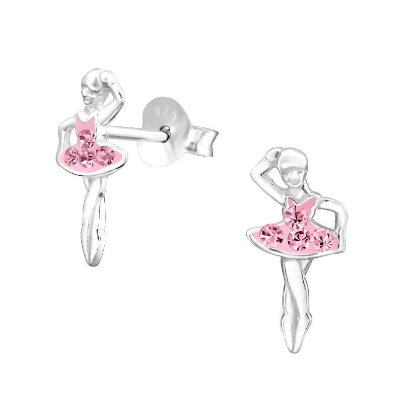 Earrings Value Deals-Ballerina Stud Earrings w/Crystals in Sterling Silver