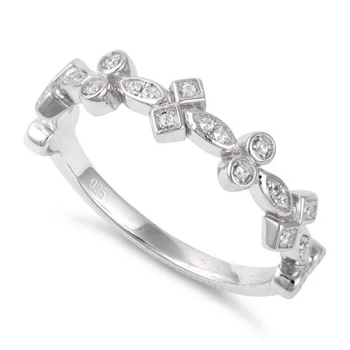 Rings For Gift Ideas-Sterling Silver Elegant CZ Ring