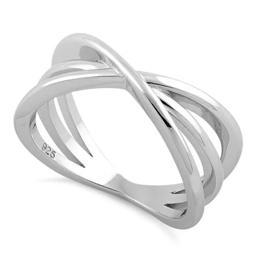 Rings For Mix And Match-Sterling Silver Triple Overlapping Cage Ring