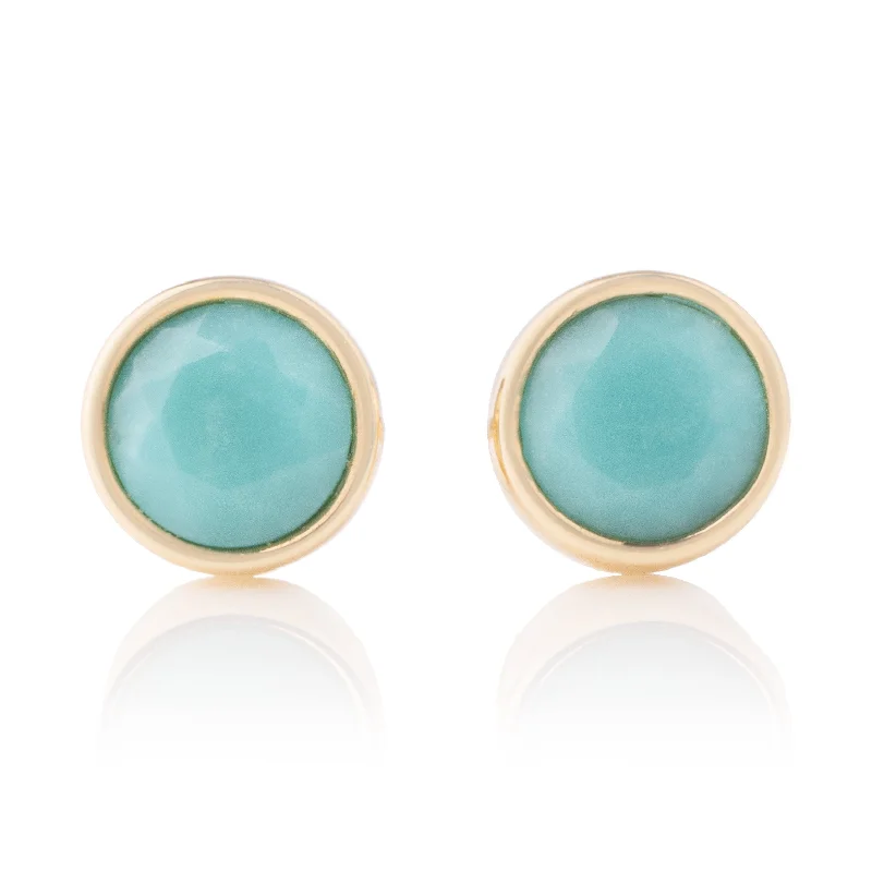 Earrings Shine Rating-Bezel Set Turquoise Studs