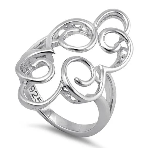 Rings With Stacked Style-Sterling Silver Pattern Swirl Ring