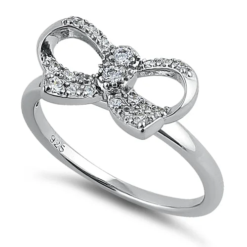 Eco-Friendly Rings-Sterling Silver Clear Ribbon CZ Ring