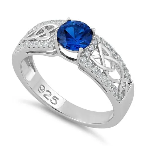 Rings Fix Guide-Sterling Silver Celtic Pave Blue Spinel Round CZ Ring