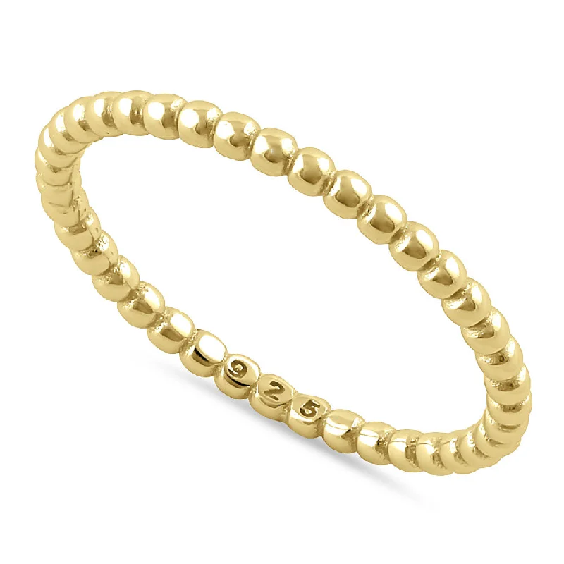 Rings For Slim Looks-Sterling Silver Yellow Gold Plated 1.5mm Stackable Bead Ring