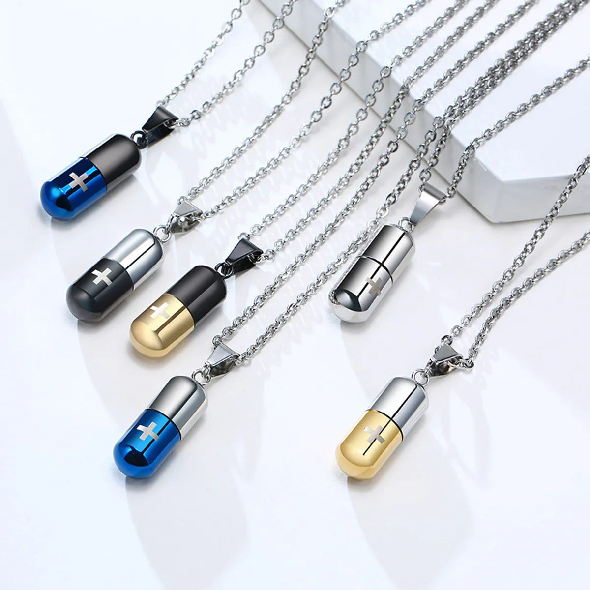 Necklaces For High Flair-Fashion Geometric Pill Titanium Steel Necklace Plating Stainless Steel Necklaces