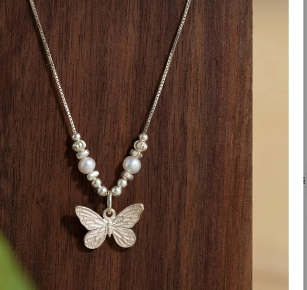 Necklaces For Modern Trends-Sweet Butterfly Freshwater Pearl Sterling Silver Pendant Necklace In Bulk