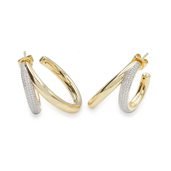 Earrings For Wet Climates-Madre Thick Double Line Claw Hoops