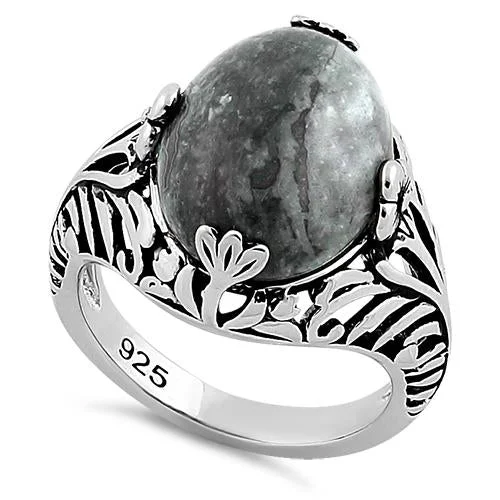 Rings With Wild Designs-Sterling Silver Crazy Lace Agate Gemstone Ring