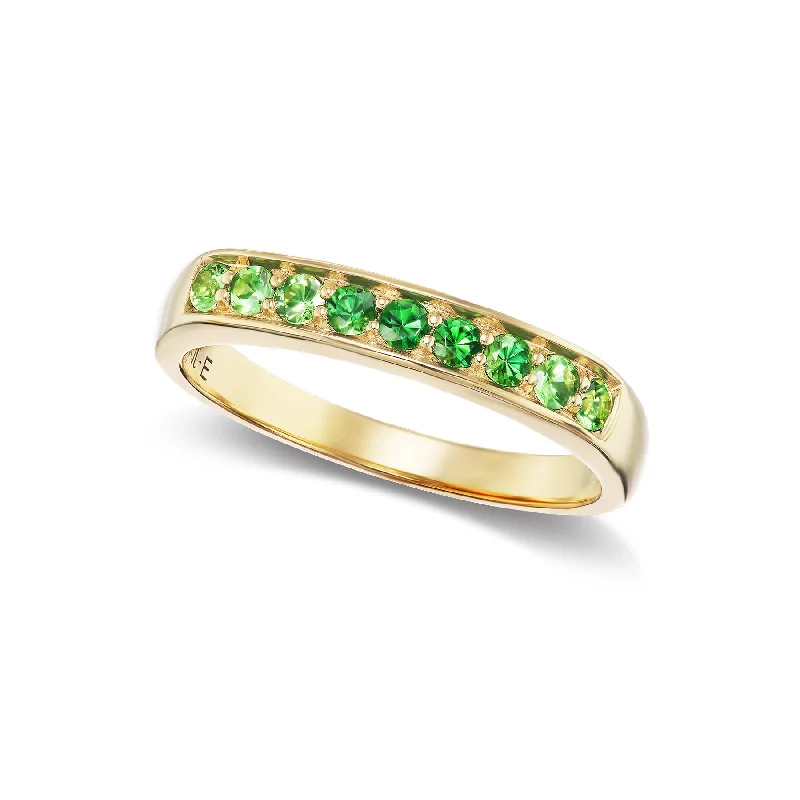 Best Rings For Daily Use-Small Round Ombre Tsavorite Garnet Stacker Ring