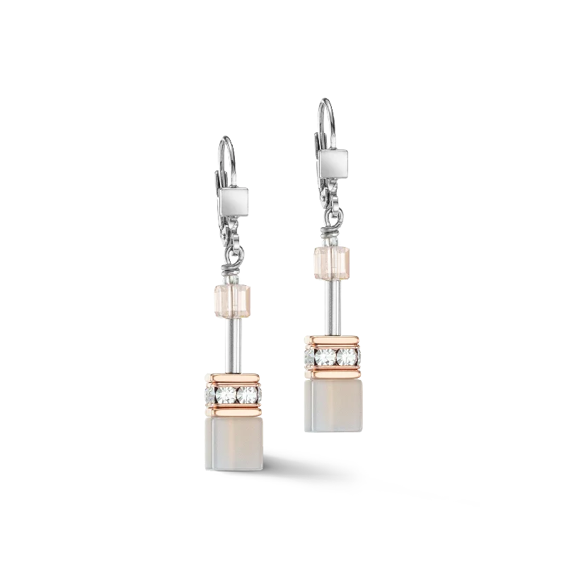 Earrings For Party Glam-GeoCUBE® Iconic Precious earrings rose gold-peach