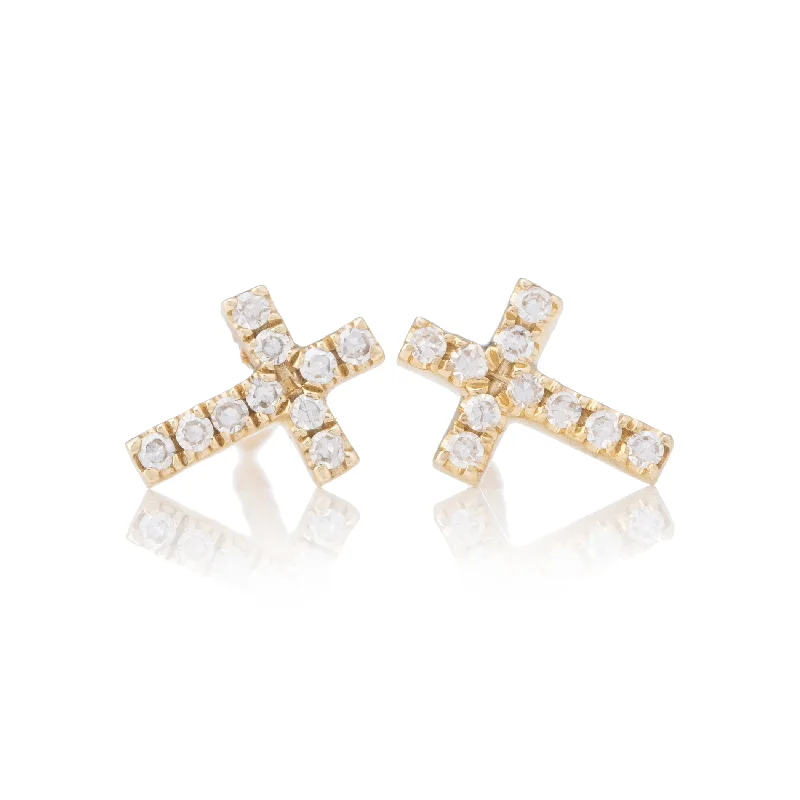 Earrings Sale Guide-Petite Diamond Cross Studs