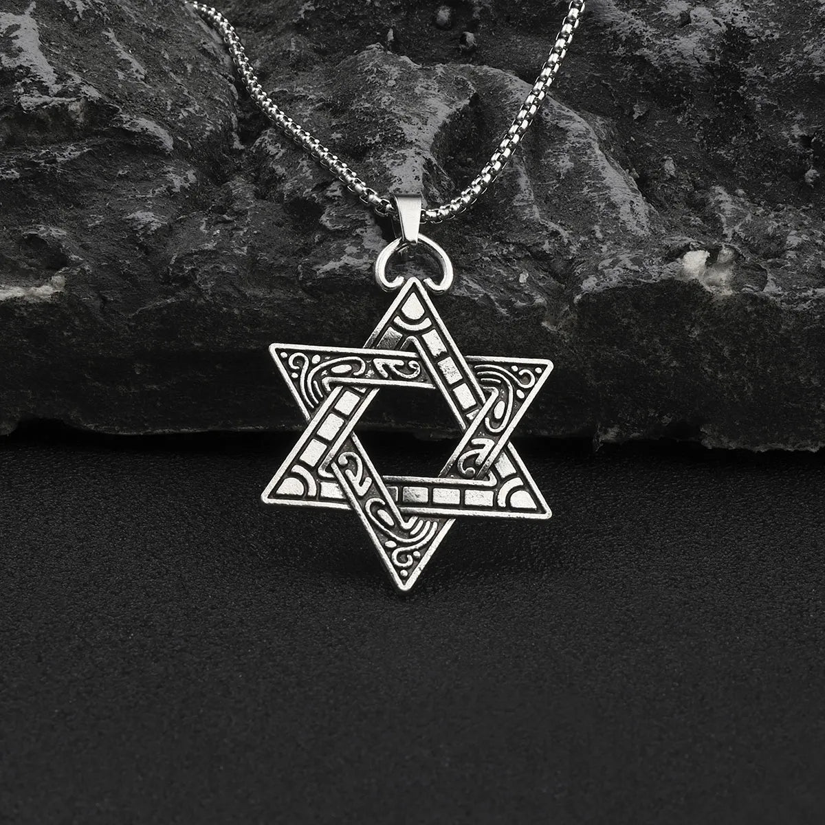 Necklaces For Jeans Style-Hip-Hop Hexagram Zinc Alloy Plating Inlay Men's Pendant Necklace