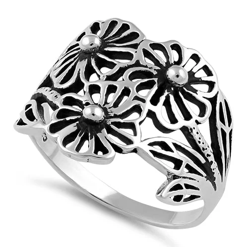 Best Quick Rings-Sterling Silver Flowers Ring