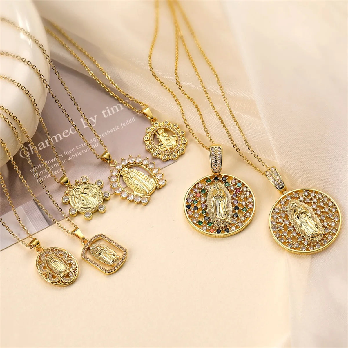 Best Fit Necklaces-Ig Style Simple Style Human Virgin Mary Copper Plating Inlay Zircon Gold Plated Pendant Necklace