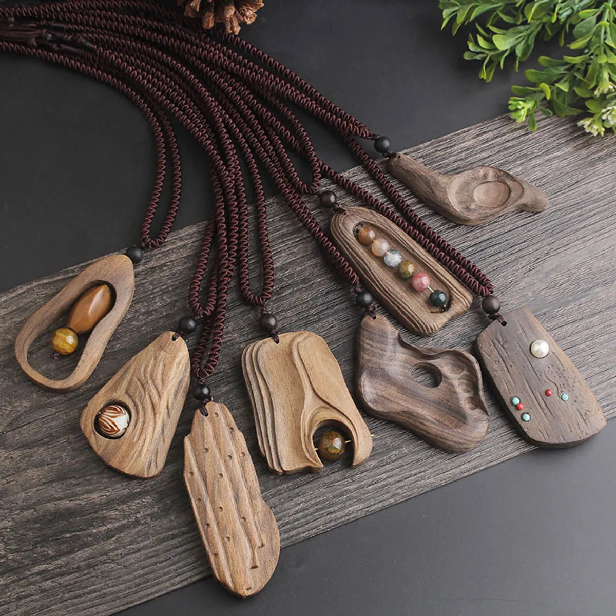 Quiet Necklaces For Work-Simple Style Irregular Wood Handmade Women's Pendant Necklace 1 Piece