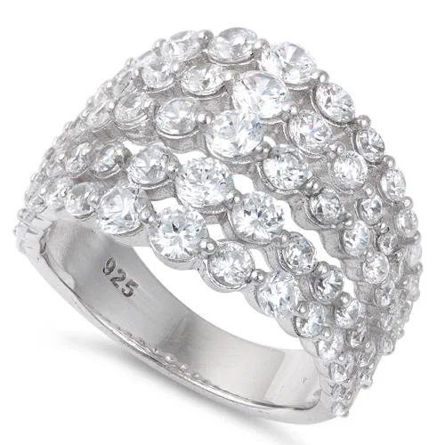 Rings Warranty Info-Sterling Silver Elegant Graduated Sizes CZ Ring