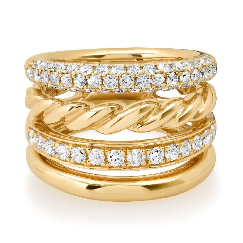 Rings Load Tips-Piece of Everything Twisted Diamond Pave Stacking Statement Ring