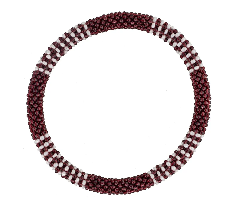 Bracelets With Bright Colors-Men's Roll-On® Bracelet <br> Maroon and White