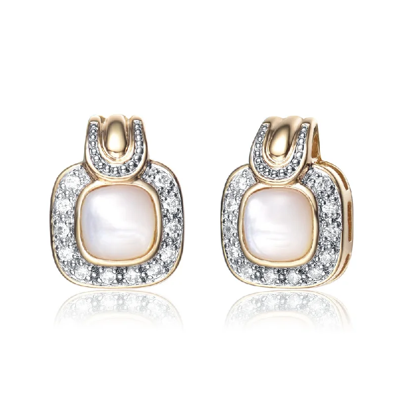 Earrings Style Tutorial-Gold Overlay Cubic Zirconia Pink Stone Earrings