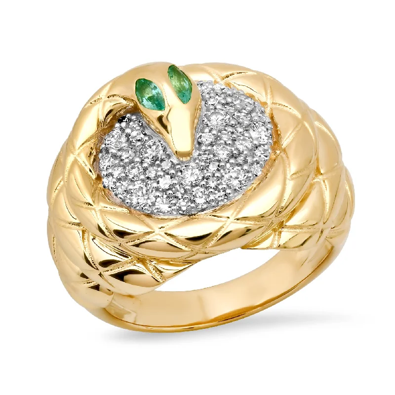 Rings Cleaning Tips-Milestones by AB for Eriness Emerald & Diamond Coiled Snake Ring