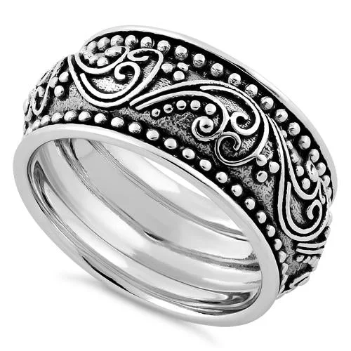 Rings For Cool Hues-Sterling Silver Peaceful Paisley Ring