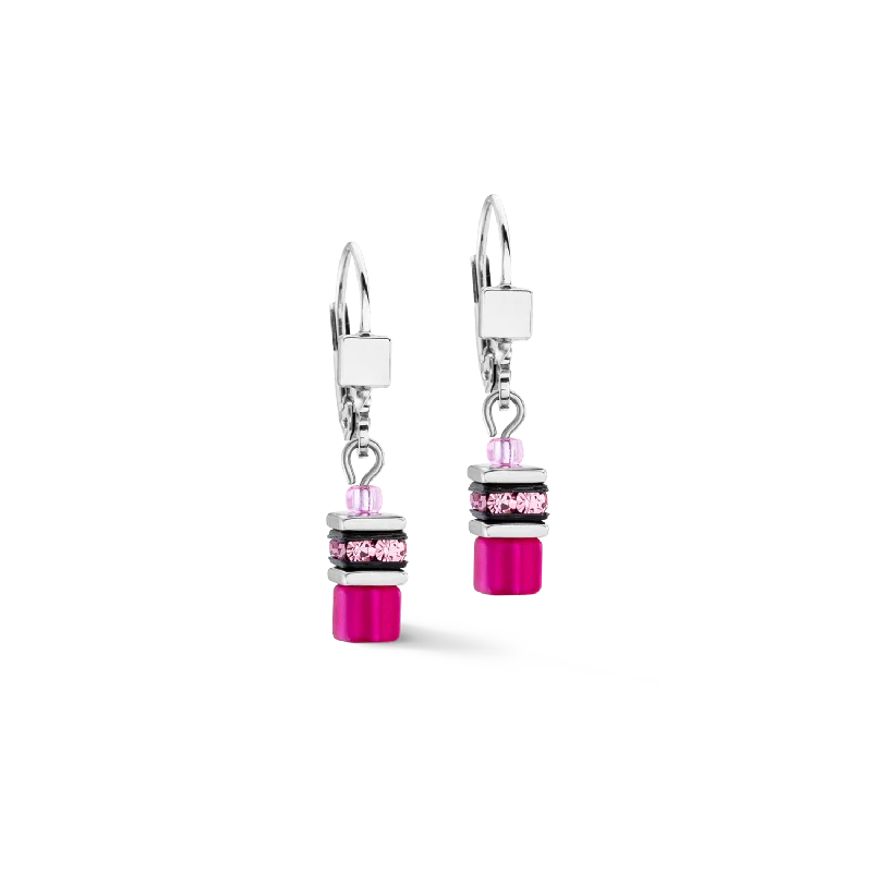 Earrings For Slim Looks-GeoCUBE® Iconic Lite Earrings magenta