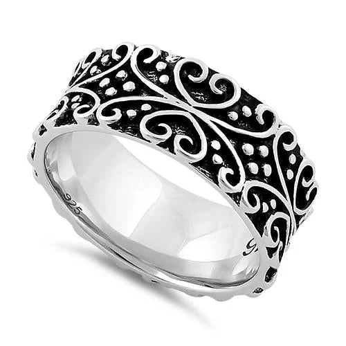 Rings For Soft Glam-Sterling Silver Bold Curly Heart Eternity Ring