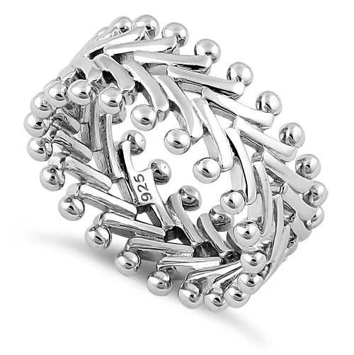 Rings With Wild Designs-Sterling Silver Protruding Eternity Ring