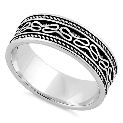 Rings Pairing Tips-Sterling Silver Bali Design Band Ring