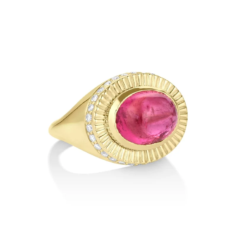 Rings Upkeep Tips-Oval Sunbeam Pink Tourmaline & Diamond Statement Ring