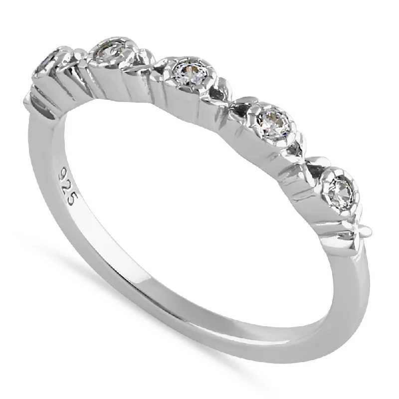 Rings Weight Tips-Sterling Silver Striking Half Eternity Round Cut Clear CZ Ring