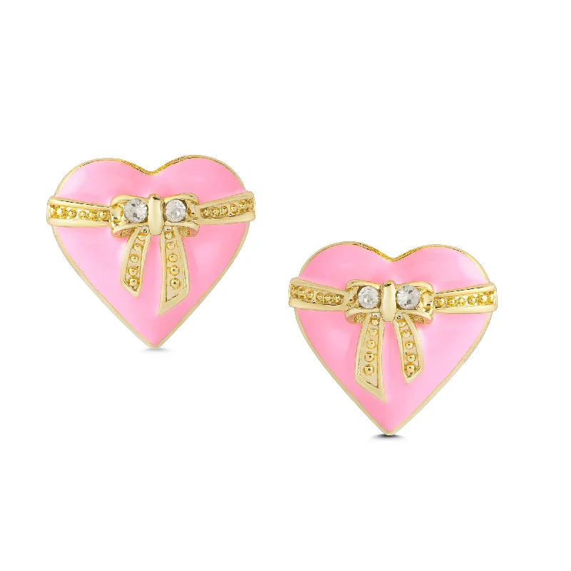 Earrings With Wild Shine-Heart & Ribbon Bow Stud Earrings