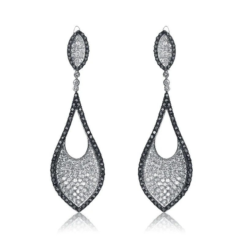 Raw Earrings For Vibe-Elise Black And Rhodium Plated Earrings