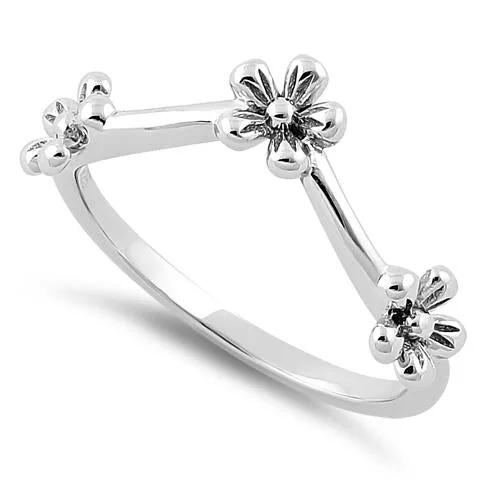 Rings For Tiny Hands-Sterling Silver Tri Flower Ring