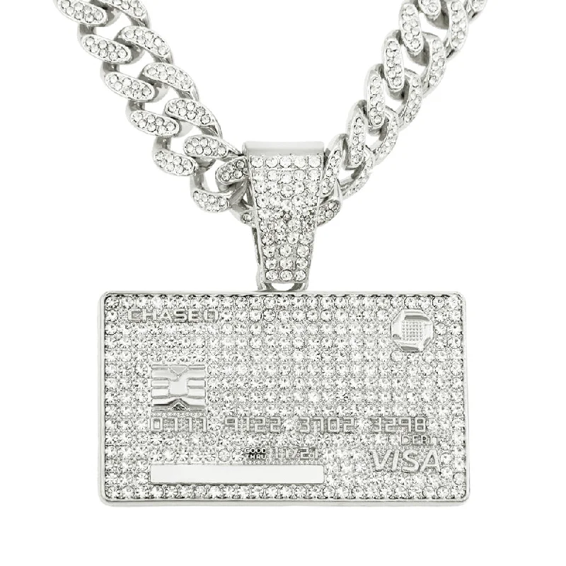 Silver (Bank Card)-with 5525 Models 50cm Cuban Link Chain