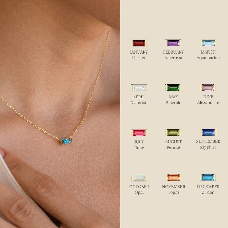 Necklaces Fit Tips-Fashion Rectangle Titanium Steel Plating Birthstone Necklace