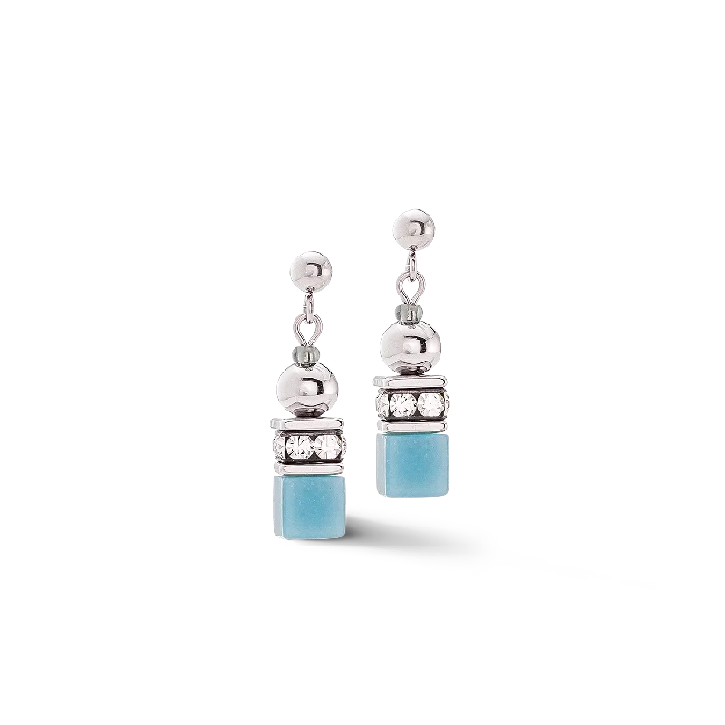 Earrings For Gold Lovers-GeoCUBE® Fusion Spheres earrings ice blue