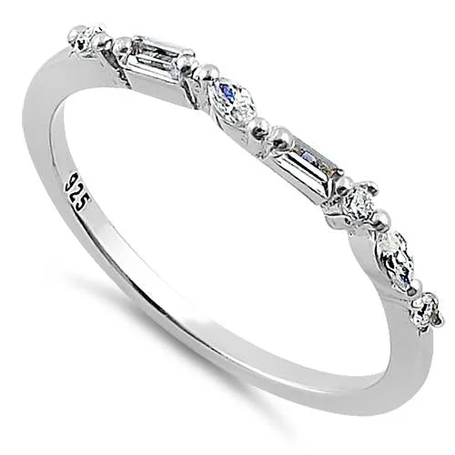 Rings Store Guide-Sterling Silver Simple Cluster Clear CZ Ring