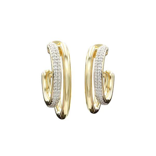 Best Known Earrings-Madre Oval Double Line Claw Hoops