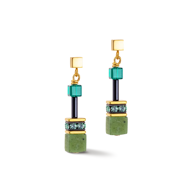 Earrings Material Choices-GeoCUBE® Iconic Precious earrings green