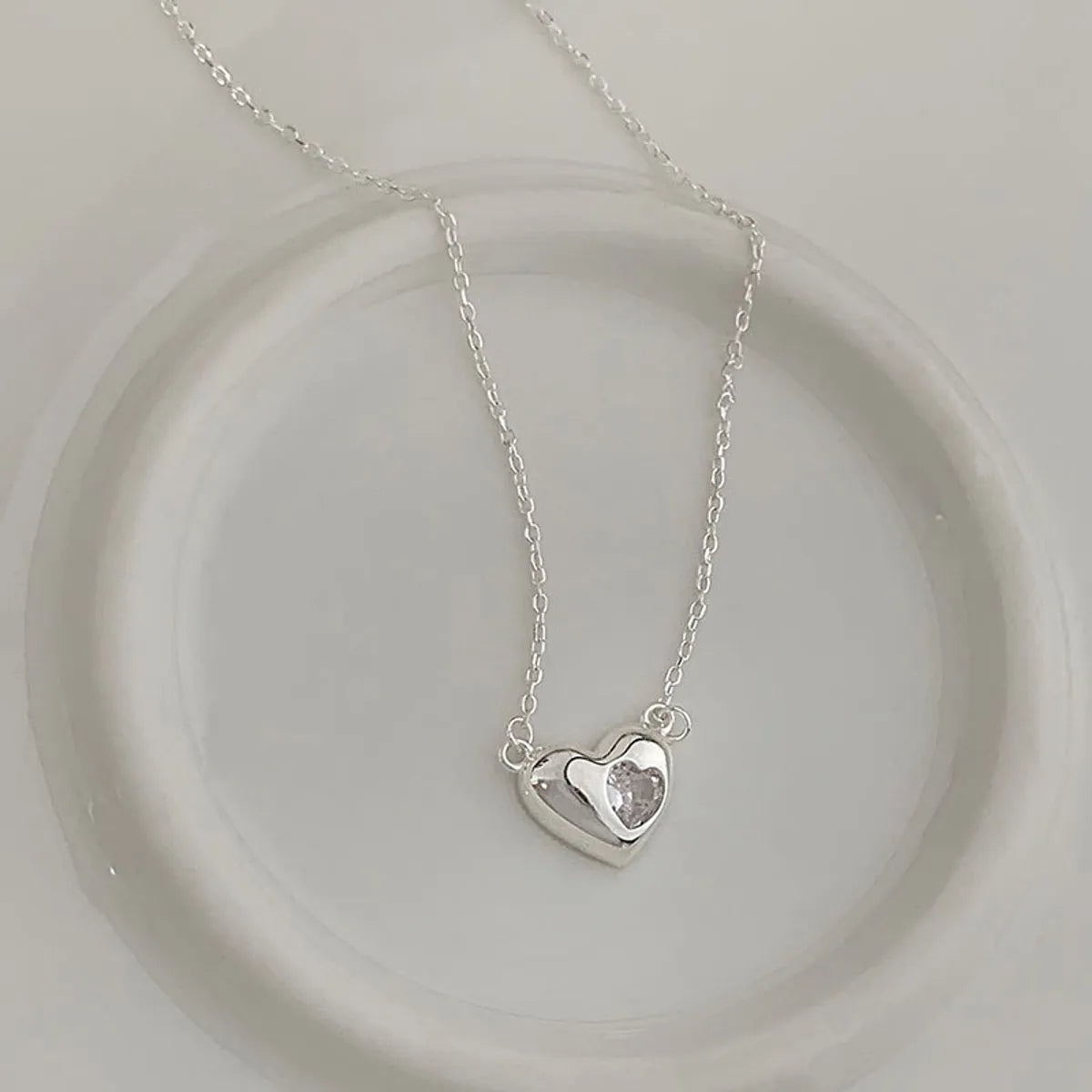 Necklaces With Floral Charms-Simple Style Heart Shape Sterling Silver Plating Gold Plated Pendant Necklace