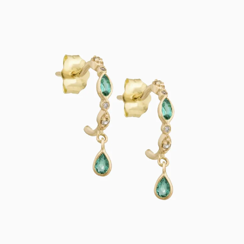 Earrings Gem Options-Emeralds and Diamond Hoop Earrings